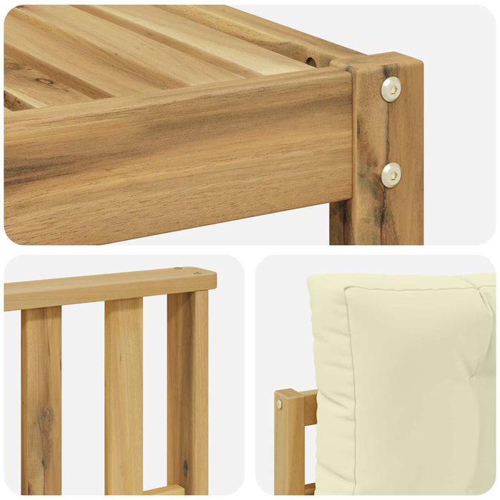 Set de canapele de exterior 5 pcs Alb și crem Poliester WALTI