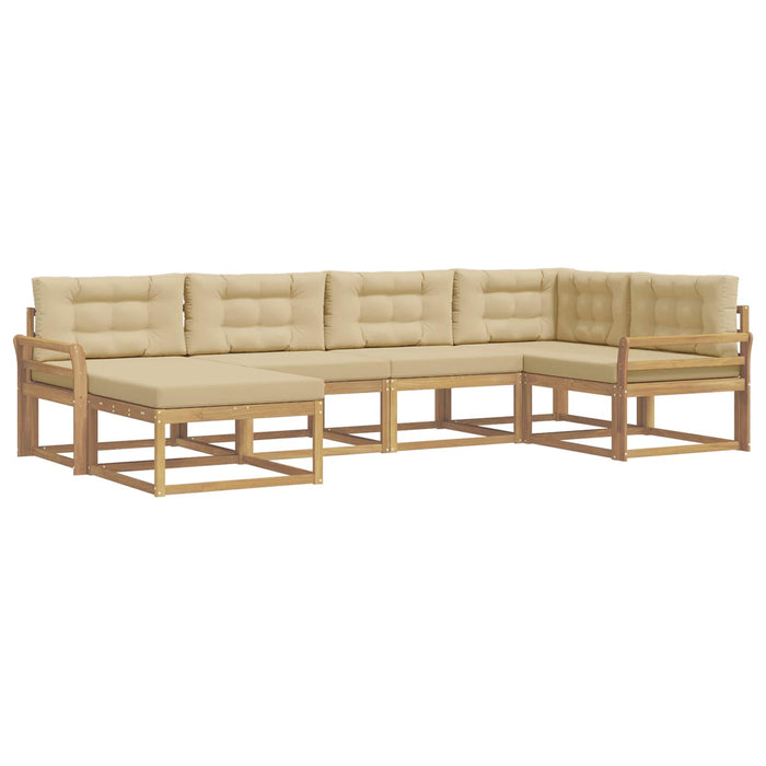Set de canapele de exterior cu pernă 5 pcs Alb și Bej Poliester WALTI