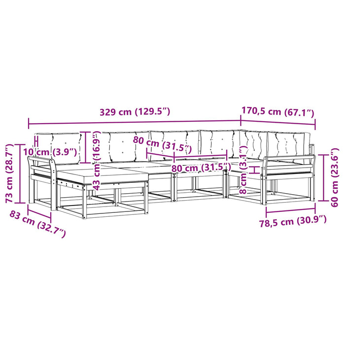 Set de canapele de exterior cu pernă 5 pcs Alb și Bej Poliester WALTI