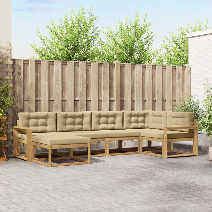 Set de canapele de exterior cu pernă 5 pcs Alb și Bej Poliester WALTI