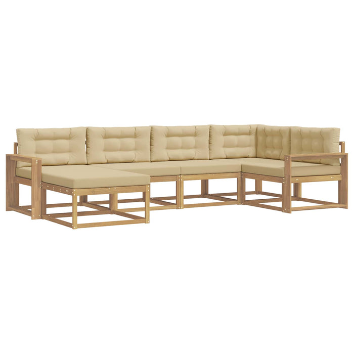 Set de canapele de exterior cu pernă 5 pcs Alb și Bej Poliester WALTI
