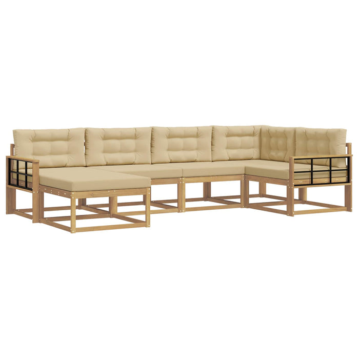 Set de canapele de exterior cu pernă 5 pcs Alb și Bej Poliester WALTI