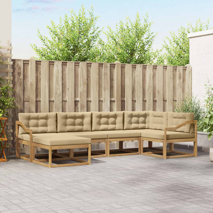 Set de canapele de exterior cu pernă 5 pcs Alb și Bej Poliester WALTI