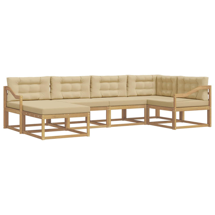 Set de canapele de exterior cu pernă 5 pcs Alb și Bej Poliester WALTI