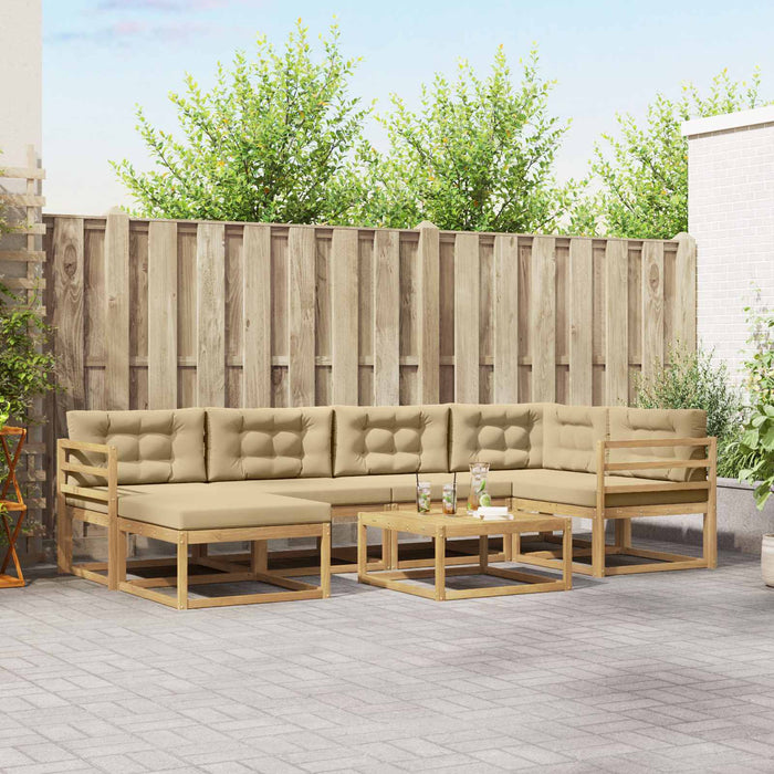 Set de canapele de exterior 7 pcs Alb și Bej WALTI
