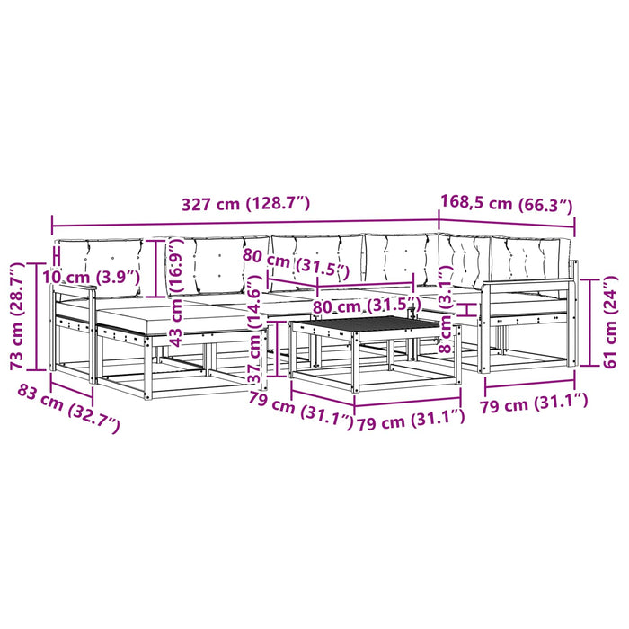 Set de canapele de exterior 7 pcs Alb și gri deschis WALTI