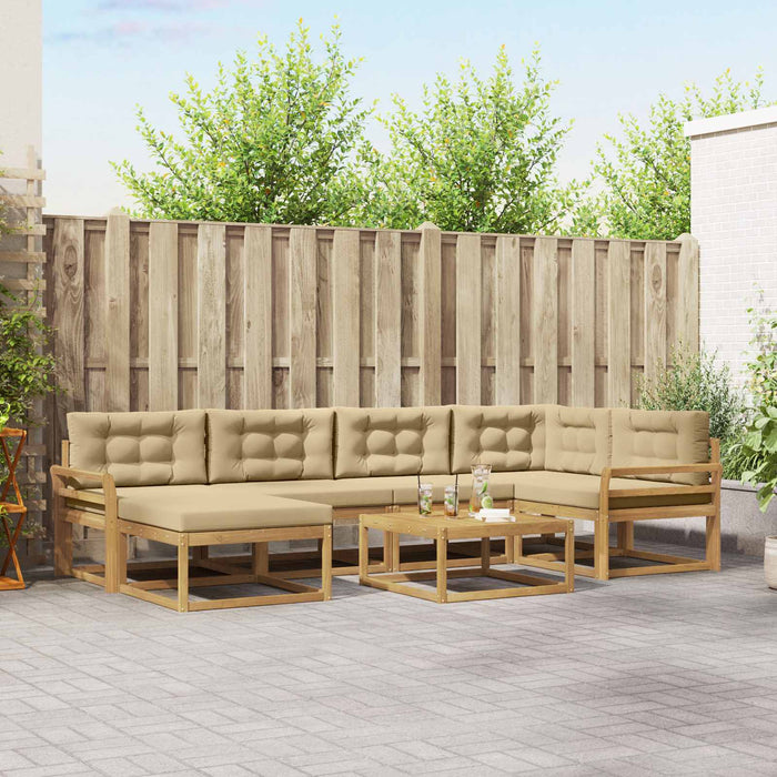 Set de canapele de exterior 7 pcs Alb și Bej WALTI