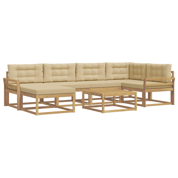 Set de canapele de exterior 7 pcs Alb și Bej WALTI