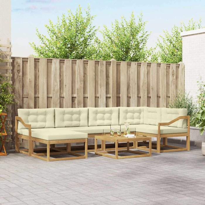 Set de canapele de exterior 7 pcs Alb și crem WALTI