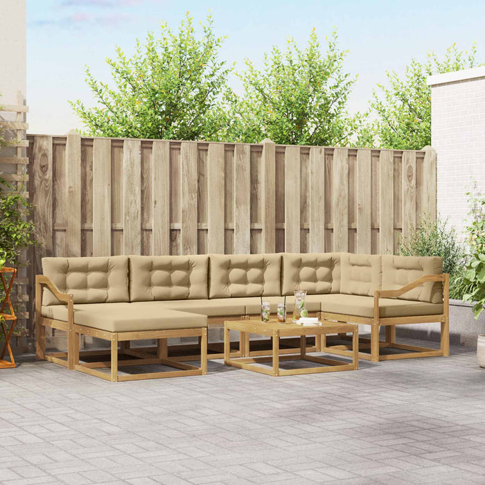 Set de canapele de exterior 7 pcs Alb și Bej WALTI