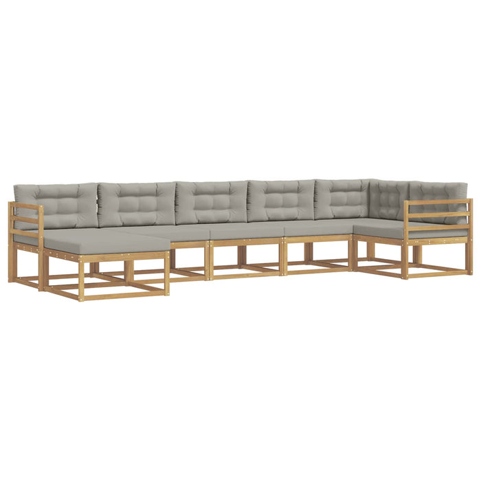 Set de canapele de exterior cu pernă 7 pcs Alb și gri deschis WALTI