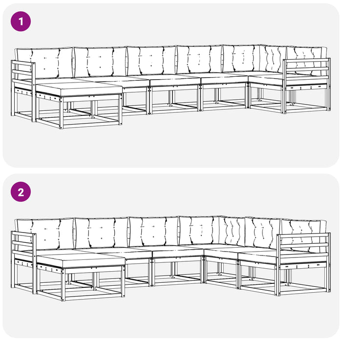 Set de canapele de exterior cu pernă 7 pcs Alb și gri deschis WALTI