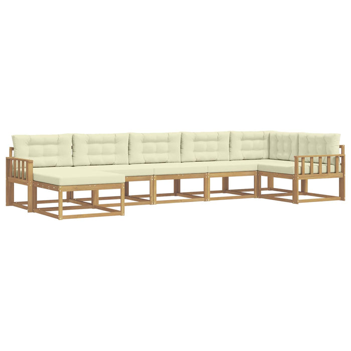 Set de canapele de exterior cu pernă 7 pcs Alb și crem WALTI