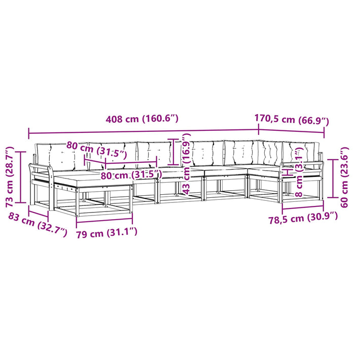 Set de canapele de exterior cu pernă 7 pcs Alb și antracit WALTI