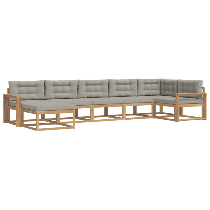 Set de canapele de exterior cu pernă 7 pcs Alb și gri deschis WALTI