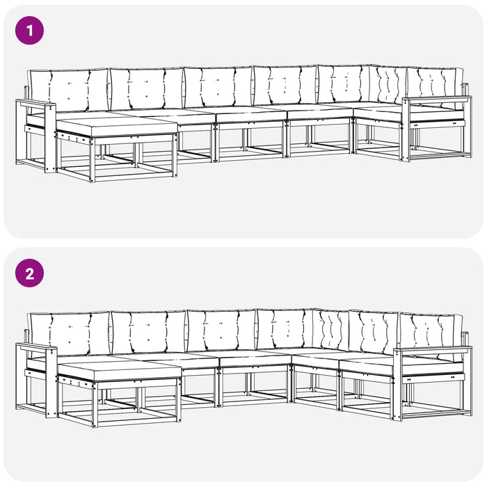 Set de canapele de exterior cu pernă 7 pcs Alb și antracit WALTI