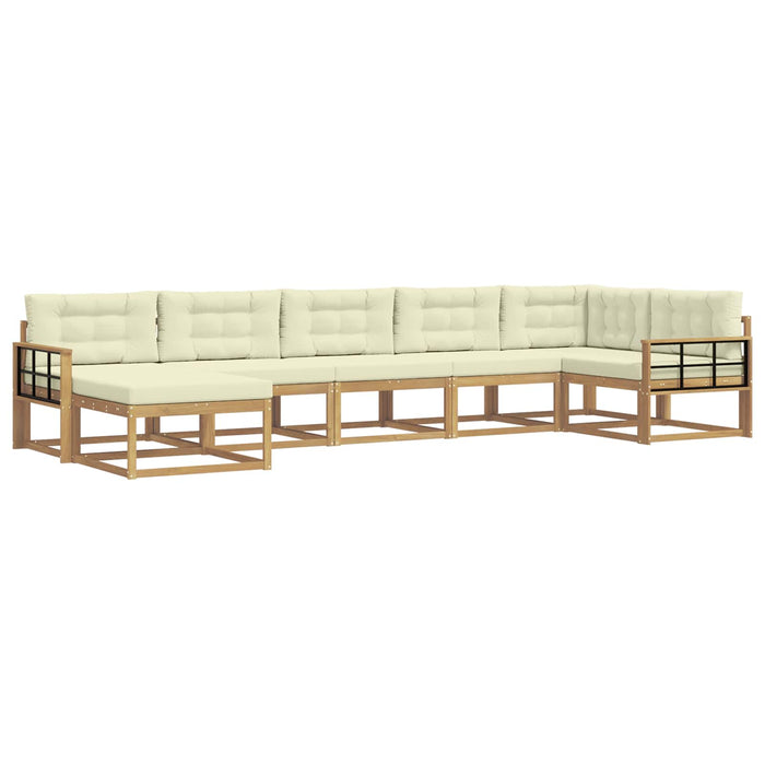 Set de canapele de exterior cu pernă 7 pcs Alb și crem WALTI