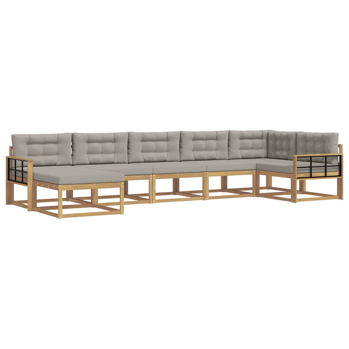 Set de canapele de exterior cu pernă 7 pcs Alb și gri deschis WALTI