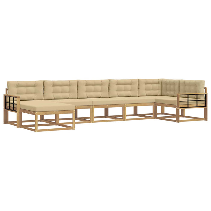 Set de canapele de exterior cu pernă 7 pcs Alb și Bej WALTI