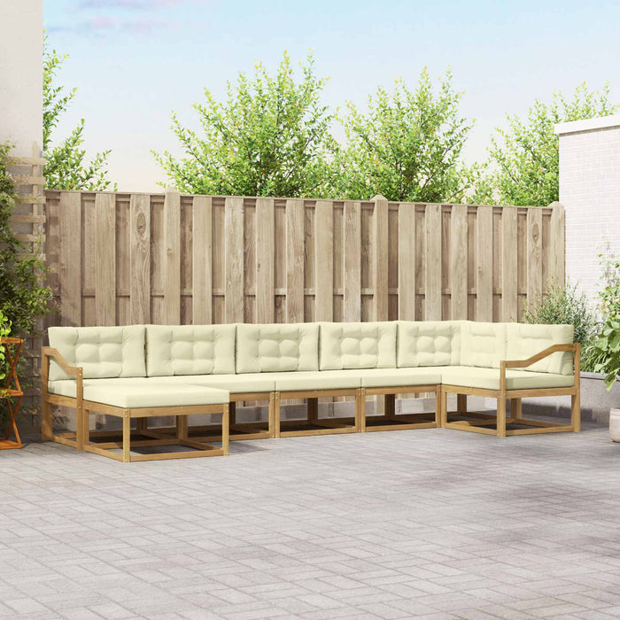 Set de canapele de exterior cu pernă 7 pcs Alb și crem WALTI