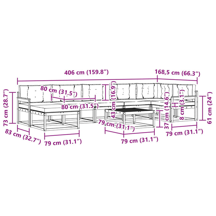Set de canapele de exterior 8 pcs Alb și crem WALTI
