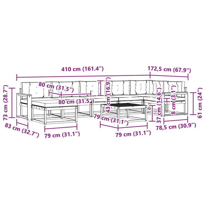 Set de canapele de exterior 8 pcs Alb și crem WALTI