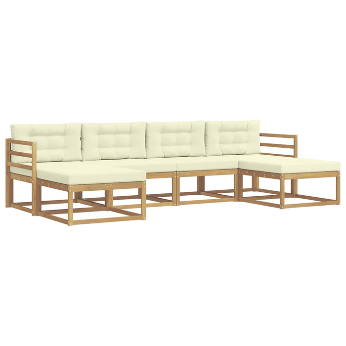 Set de canapele de exterior cu pernă 6 pcs Alb și crem WALTI