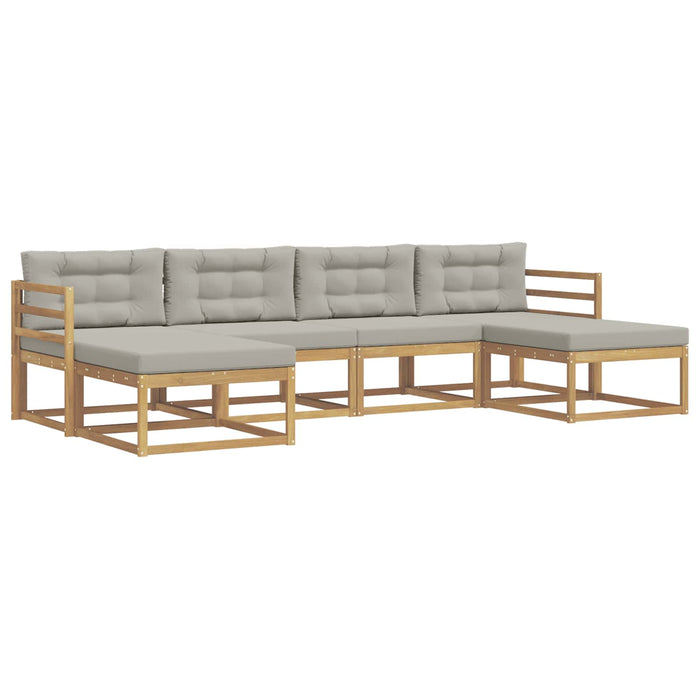 Set de canapele de exterior cu pernă 6 pcs Alb și gri deschis WALTI