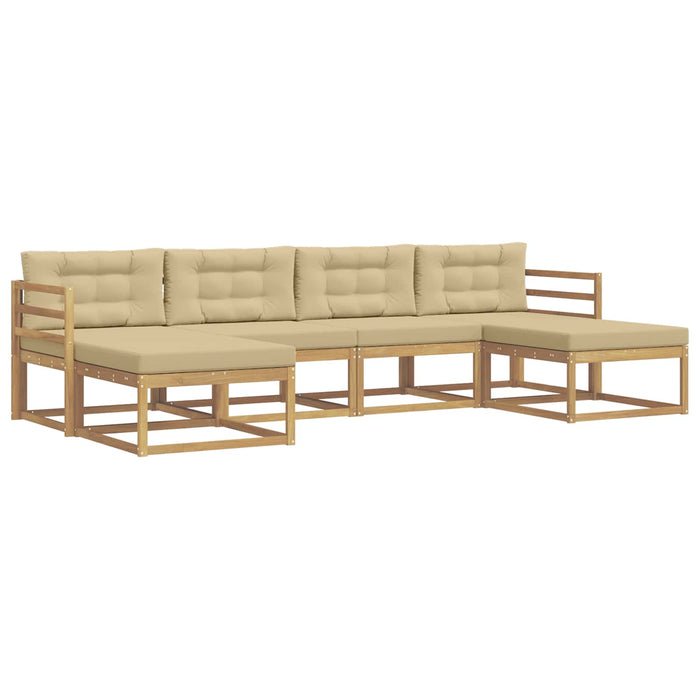Set de canapele de exterior cu pernă 6 pcs Alb și Bej WALTI