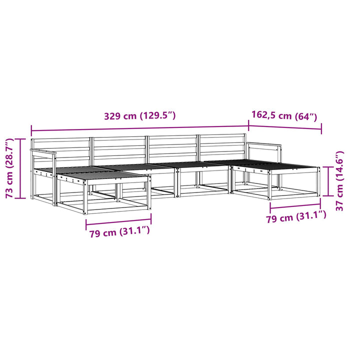 Set de canapele de exterior 6 pcs Alb Lemn Solid de Acacia WALTI