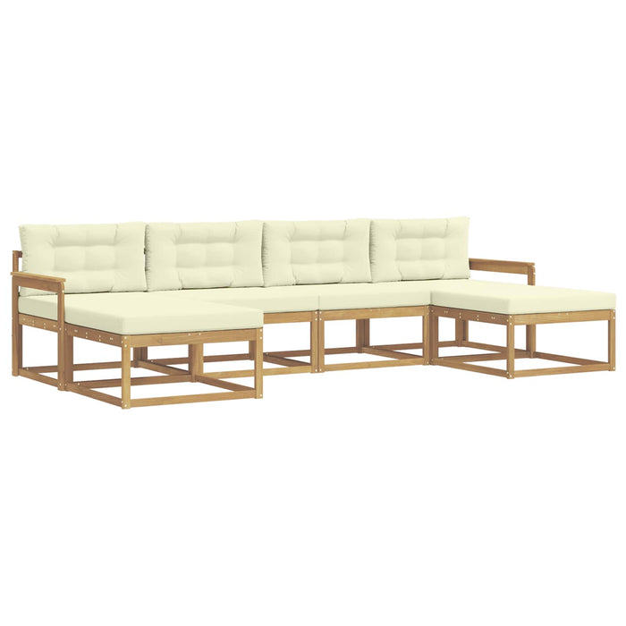 Set de canapele de exterior cu pernă 6 pcs Alb și crem WALTI
