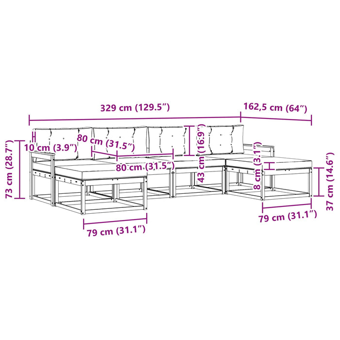 Set de canapele de exterior cu pernă 6 pcs Alb și Bej WALTI