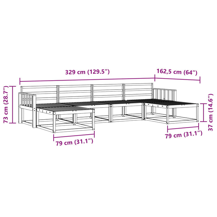 Set de canapele de exterior 6 pcs Alb Lemn Solid de Acacia WALTI
