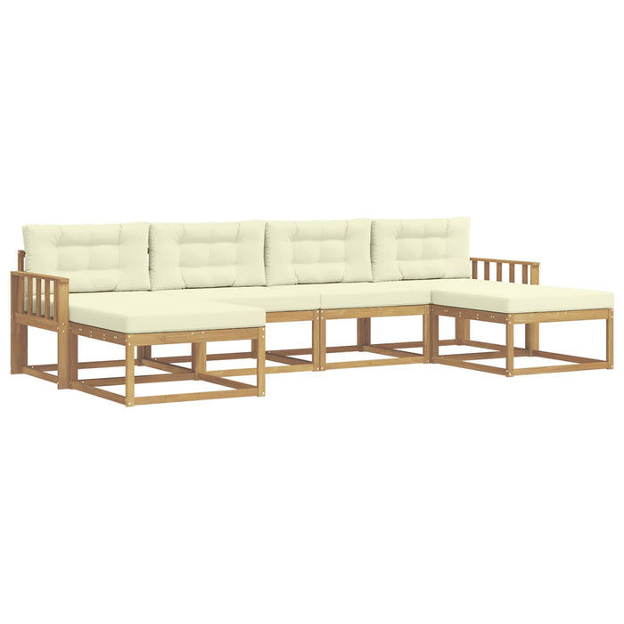 Set de canapele de exterior cu pernă 6 pcs Alb și crem WALTI