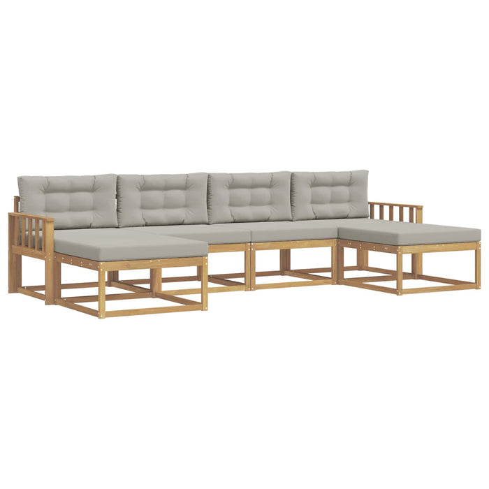 Set de canapele de exterior cu pernă 6 pcs Alb și gri deschis WALTI