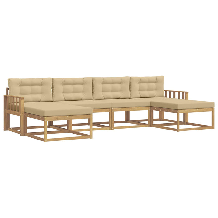 Set de canapele de exterior cu pernă 6 pcs Alb și Bej WALTI