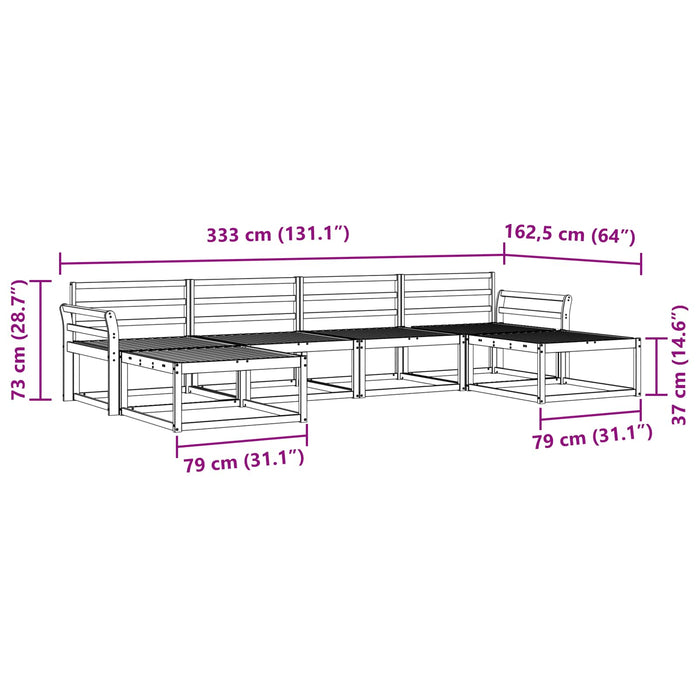 Set de canapele de exterior 6 pcs Alb Lemn Solid de Acacia WALTI