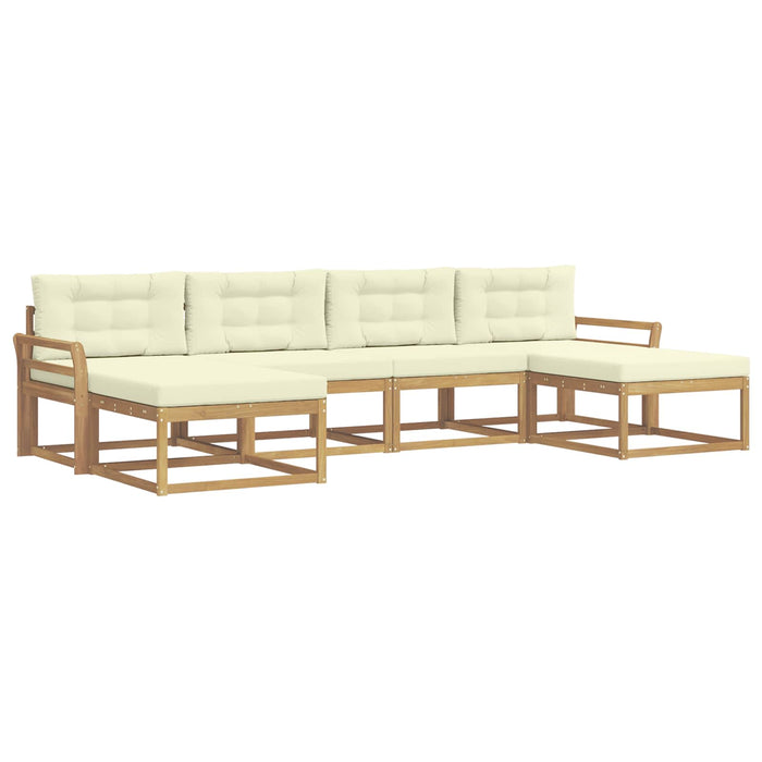 Set de canapele de exterior cu pernă 6 pcs Alb și crem WALTI