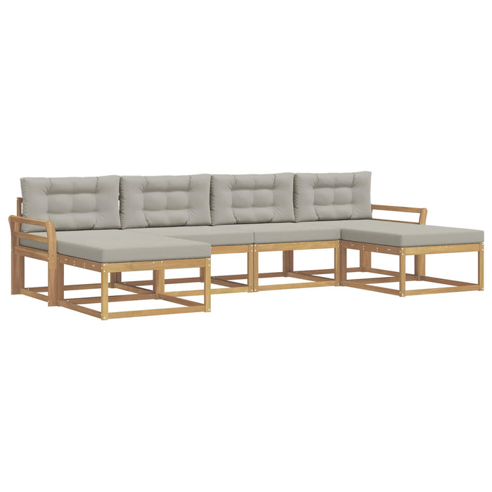 Set de canapele de exterior cu pernă 6 pcs Alb și gri deschis WALTI