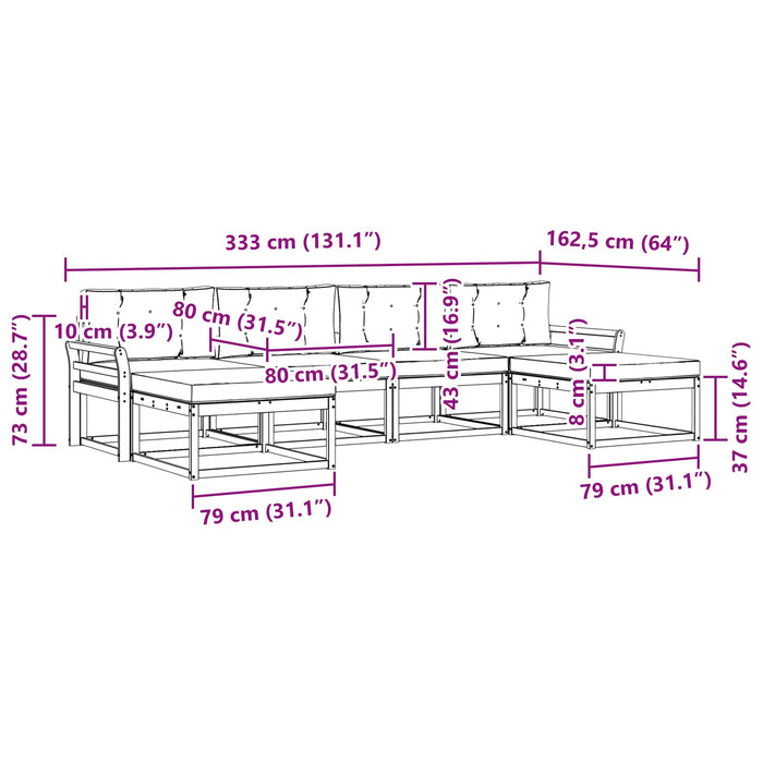 Set de canapele de exterior cu pernă 6 pcs Alb și gri deschis WALTI