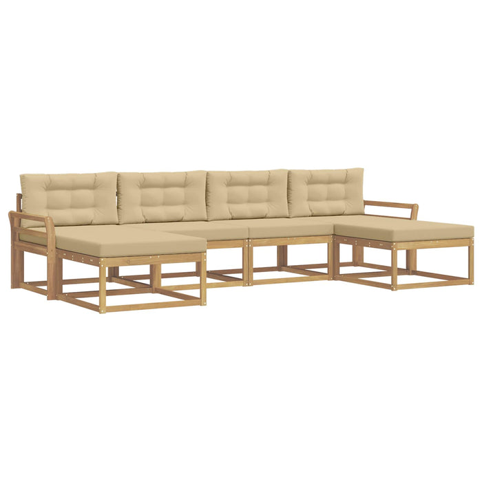 Set de canapele de exterior cu pernă 6 pcs Alb și Bej WALTI