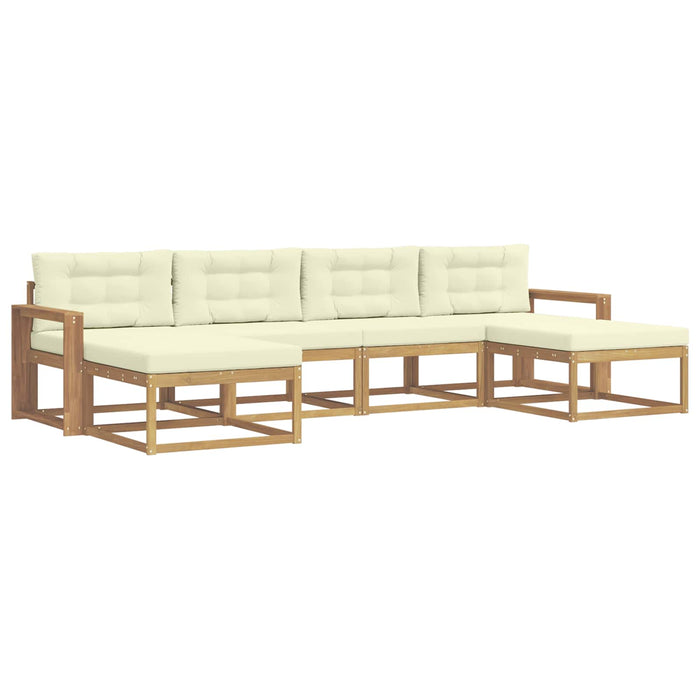 Set de canapele de exterior cu pernă 6 pcs Alb și crem WALTI