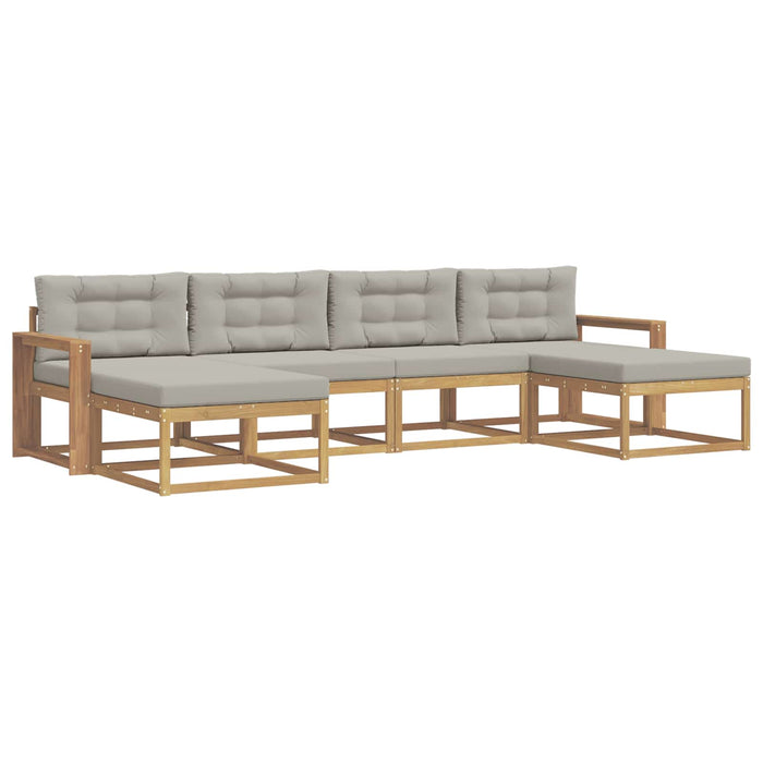 Set de canapele de exterior cu pernă 6 pcs Alb și gri deschis WALTI