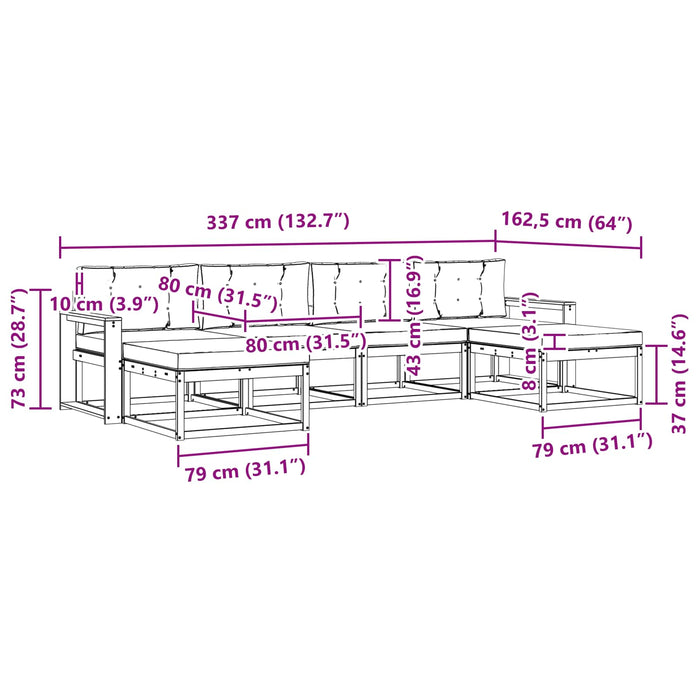 Set de canapele de exterior cu pernă 6 pcs Alb și antracit WALTI