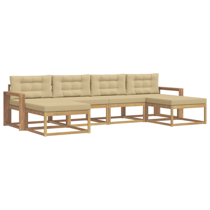 Set de canapele de exterior cu pernă 6 pcs Alb și Bej WALTI