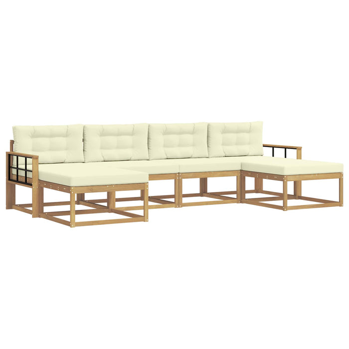 Set de canapele de exterior cu pernă 6 pcs Alb și crem WALTI
