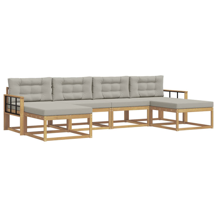 Set de canapele de exterior cu pernă 6 pcs Alb și gri deschis WALTI