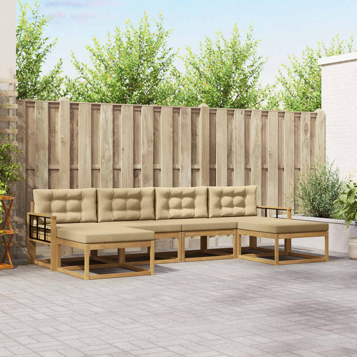 Set de canapele de exterior cu pernă 6 pcs Alb și Bej WALTI