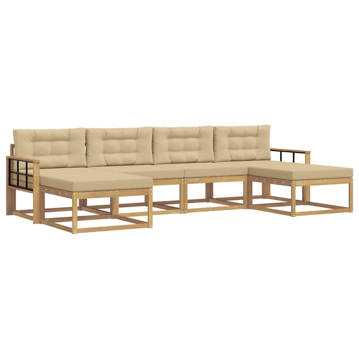 Set de canapele de exterior cu pernă 6 pcs Alb și Bej WALTI