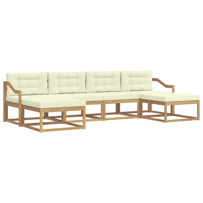 Set de canapele de exterior cu pernă 6 pcs Alb și crem WALTI